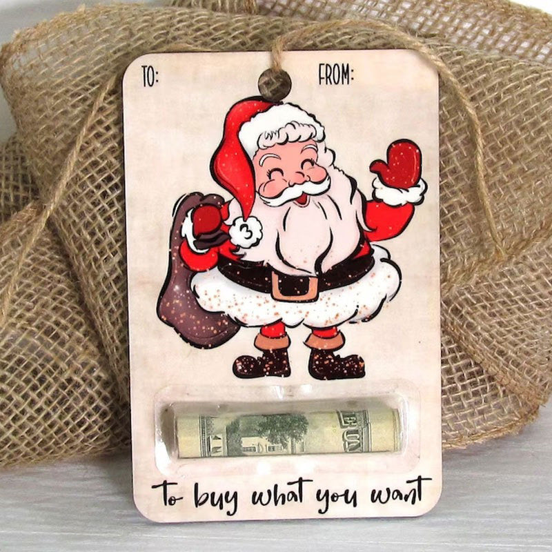 HKM-231763 Creative Wooden Christmas Wallet Decorative Pendant - Modern Art Design, 4 x 6 inches