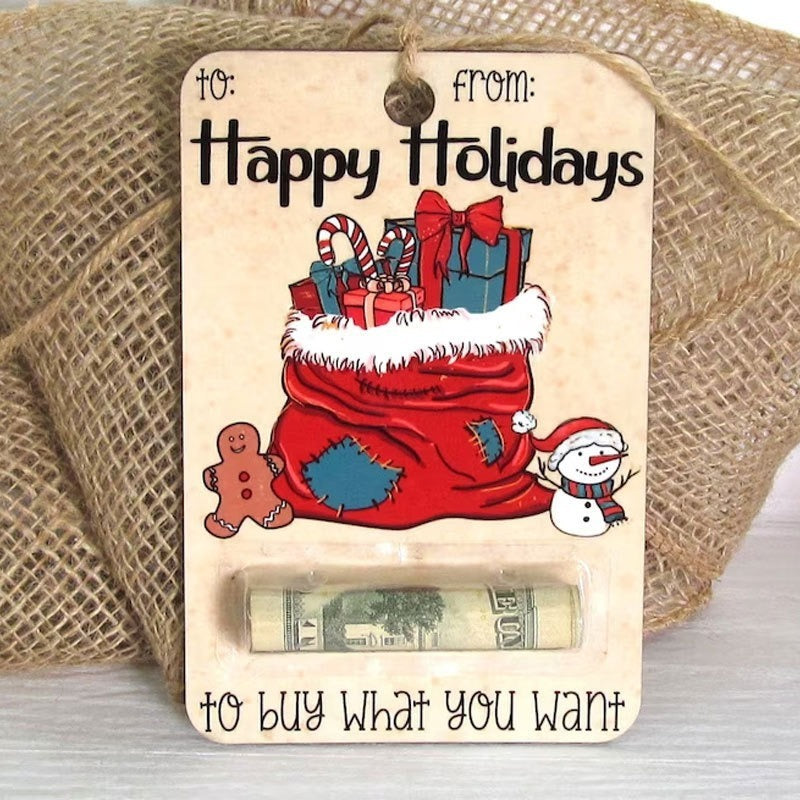 HKM-231763 Creative Wooden Christmas Wallet Decorative Pendant - Modern Art Design, 4 x 6 inches