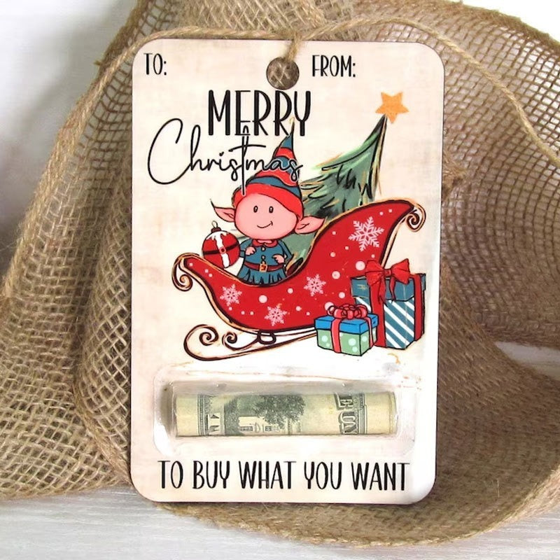 HKM-231763 Creative Wooden Christmas Wallet Decorative Pendant - Modern Art Design, 4 x 6 inches