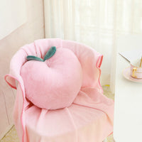HKM-231763 Fruit Plush Toy Peach Cushion with Blanket - Soft PP Cotton Filling, 40x35cm Pillow Size