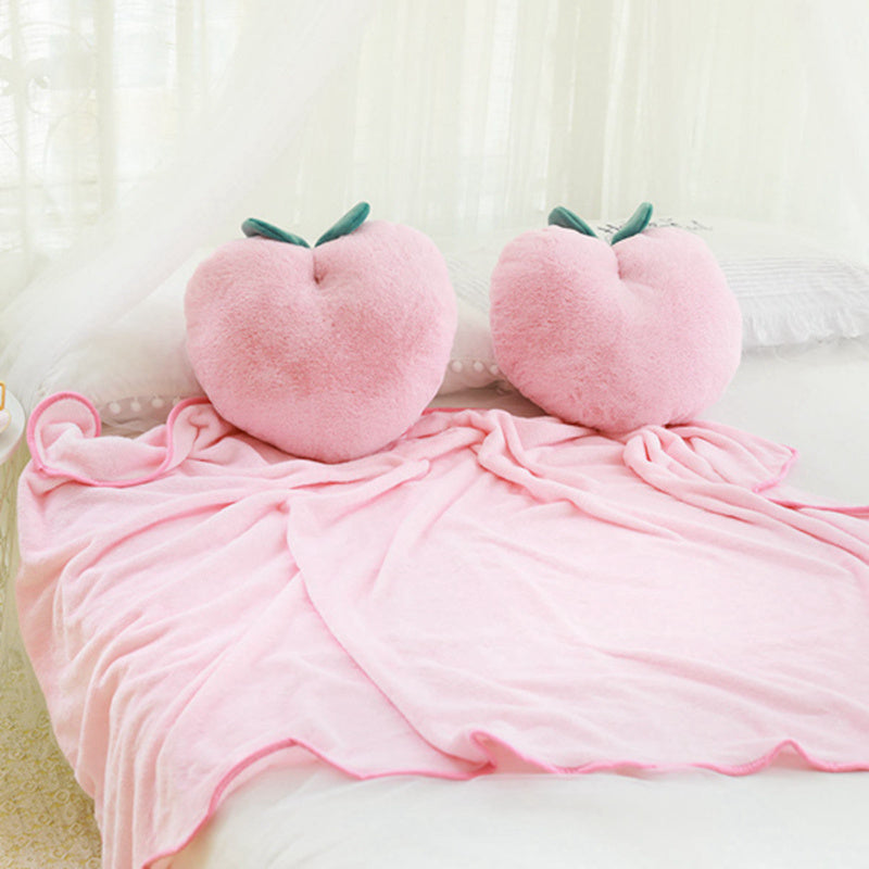HKM-231763 Fruit Plush Toy Peach Cushion with Blanket - Soft PP Cotton Filling, 40x35cm Pillow Size
