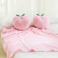 HKM-231763 Fruit Plush Toy Peach Cushion with Blanket - Soft PP Cotton Filling, 40x35cm Pillow Size