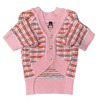 HKM-231891 Pet Small Fragrance Cardigan in Pink Wool - Cozy Sweater for All Genders