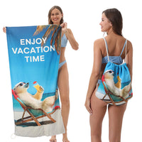HKM-231891 Versatile Microfiber Beach Towel and Bag Storage - Multiple Colors Available