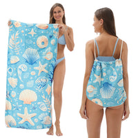 HKM-231891 Versatile Microfiber Beach Towel and Bag Storage - Multiple Colors Available