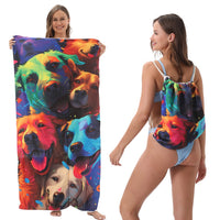 HKM-231891 Versatile Microfiber Beach Towel and Bag Storage - Multiple Colors Available