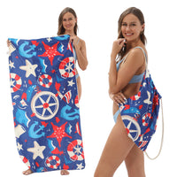 HKM-231891 Versatile Microfiber Beach Towel and Bag Storage - Multiple Colors Available