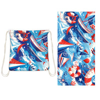 HKM-231891 Versatile Microfiber Beach Towel and Bag Storage - Multiple Colors Available