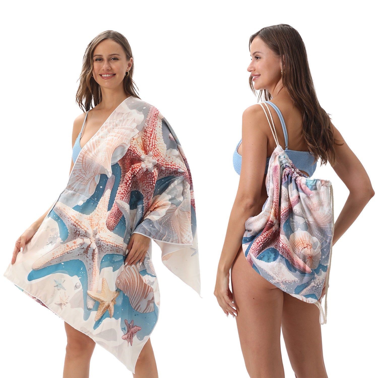 HKM-231891 Versatile Microfiber Beach Towel and Bag Storage - Multiple Colors Available