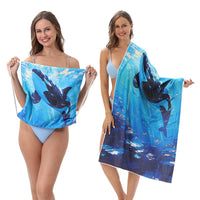 HKM-231891 Versatile Microfiber Beach Towel and Bag Storage - Multiple Colors Available