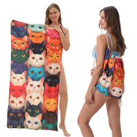 HKM-231891 Versatile Microfiber Beach Towel and Bag Storage - Multiple Colors Available