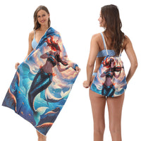 HKM-231891 Versatile Microfiber Beach Towel and Bag Storage - Multiple Colors Available