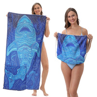 HKM-231891 Versatile Microfiber Beach Towel and Bag Storage - Multiple Colors Available