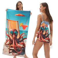 HKM-231891 Versatile Microfiber Beach Towel and Bag Storage - Multiple Colors Available