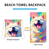 HKM-231891 Versatile Microfiber Beach Towel and Bag Storage - Multiple Colors Available