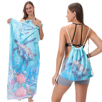 HKM-231891 Versatile Microfiber Beach Towel and Bag Storage - Multiple Colors Available