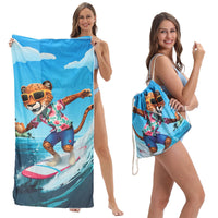 HKM-231891 Versatile Microfiber Beach Towel and Bag Storage - Multiple Colors Available