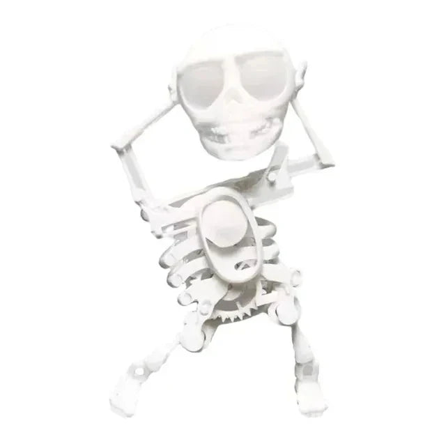 HKM-232275 Dancing Skeleton Wind-Up Toy - 17cm Pink Skull Figure for Halloween Fun