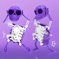 HKM-232275 Dancing Skeleton Wind-Up Toy - 17cm Pink Skull Figure for Halloween Fun