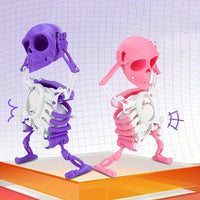 HKM-232275 Dancing Skeleton Wind-Up Toy - 17cm Pink Skull Figure for Halloween Fun