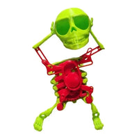 HKM-232275 Dancing Skeleton Wind-Up Toy - 17cm Pink Skull Figure for Halloween Fun