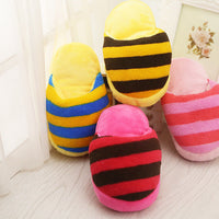 HKM-232275 Dazzle Colour Stripe Slippers with Pet-Wool and Built-In Sound Toy