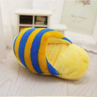 HKM-232275 Dazzle Colour Stripe Slippers with Pet-Wool and Built-In Sound Toy