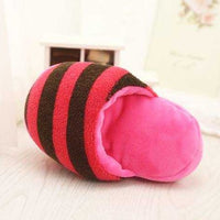 HKM-232275 Dazzle Colour Stripe Slippers with Pet-Wool and Built-In Sound Toy