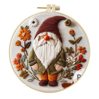 HKM-232595 Halloween and Christmas Embroidery Kit with Bat, Skull, Pumpkin Designs and Bamboo Frame