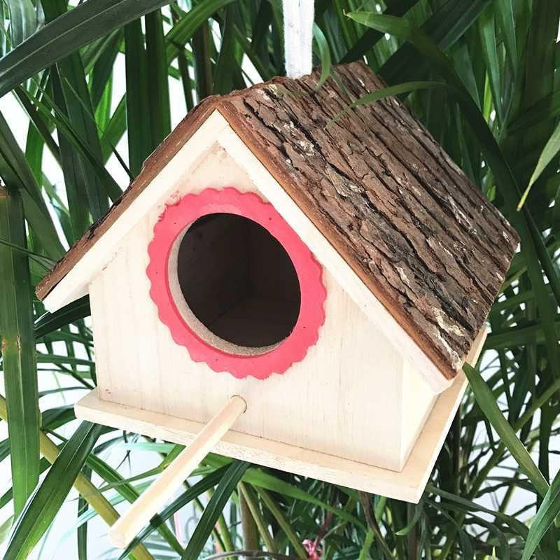 HKM-232723 Outdoor Paulownia Bird House for Parrots - Modern Nesting Box with Polished Finish