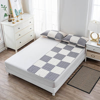 HKM-232787 Antibacterial Silver Fiber Cotton Fitted Sheet with Anti-Skid Pillow Cases - Geometric Modern Design