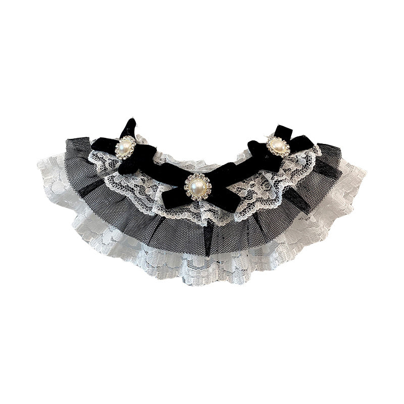 HKM-232787 Elegant Black Pet Bow Tie Collar with Drool Towel for Dogs and Cats