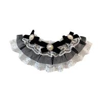 HKM-232787 Elegant Black Pet Bow Tie Collar with Drool Towel for Dogs and Cats