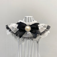 HKM-232787 Elegant Black Pet Bow Tie Collar with Drool Towel for Dogs and Cats