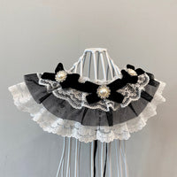 HKM-232787 Elegant Black Pet Bow Tie Collar with Drool Towel for Dogs and Cats