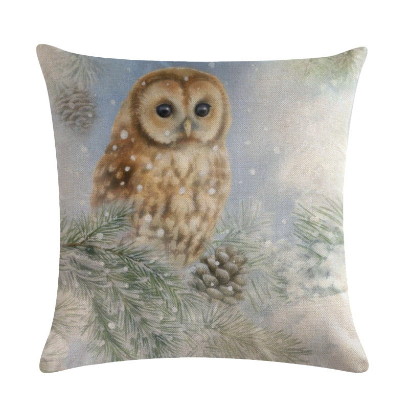 HKM-232851 Christmas Blessing Red Bird Series Cotton and Linen Pillowcase – 45cm x 45cm, Modern Design, Unisex