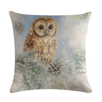 HKM-232851 Christmas Blessing Red Bird Series Cotton and Linen Pillowcase – 45cm x 45cm, Modern Design, Unisex