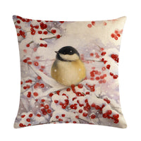 HKM-232851 Christmas Blessing Red Bird Series Cotton and Linen Pillowcase – 45cm x 45cm, Modern Design, Unisex