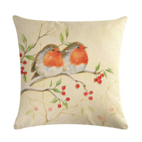 HKM-232851 Christmas Blessing Red Bird Series Cotton and Linen Pillowcase – 45cm x 45cm, Modern Design, Unisex