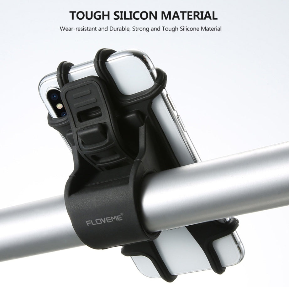 HKM-232851 Universal Bicycle Phone Holder with Flexible Silicone Design, Fits 4-6.3 Inch Devices