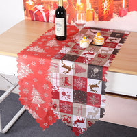 HKM-232915 Floral and Plaid Decorative Table Runner, PVC Tablecloth for Home or Holiday Use, 180x35.5cm