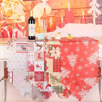 HKM-232915 Floral and Plaid Decorative Table Runner, PVC Tablecloth for Home or Holiday Use, 180x35.5cm
