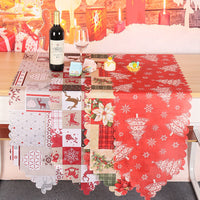 HKM-232915 Floral and Plaid Decorative Table Runner, PVC Tablecloth for Home or Holiday Use, 180x35.5cm