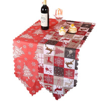 HKM-232915 Floral and Plaid Decorative Table Runner, PVC Tablecloth for Home or Holiday Use, 180x35.5cm