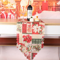 HKM-232915 Floral and Plaid Decorative Table Runner, PVC Tablecloth for Home or Holiday Use, 180x35.5cm