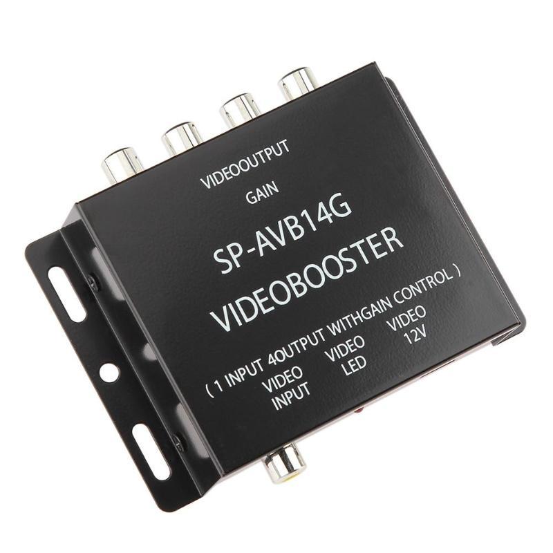 HKM-232979 4-Port AV Video Splitter for Car - One Input to Four Outputs, 12V Video Amplifier, Compact Size 70x100x20mm