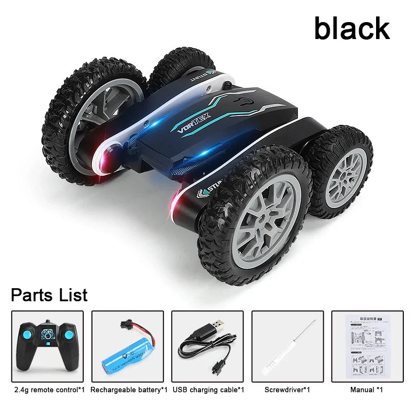 HKM-233043 360° Rotating Remote Control Drift Stunt Car with LED Lights for Ages 6 and Up - 2.4GHz Deformation Vehicle