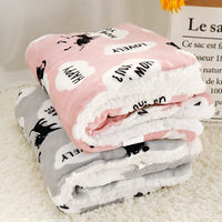 HKM-233555 Cozy Cartoon Lambskin Pet Blanket in Flannel and Cashmere