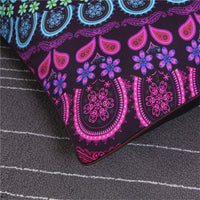 HKM-233619 Bohemian Quilt Set - Four Piece Collection in Various Sizes with Polyester Fiber Duvet Cover and Pillow Shams
