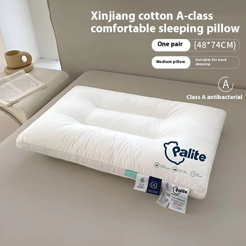 HKM-233747 Rectangular Cotton Fiber Pillow for Neck Protection, 8-12cm Height
